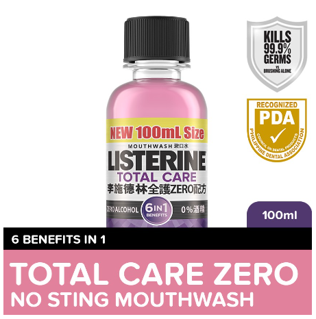 Listerine Total Care Zero Alcohol/ Alcohol Free Mouthwash 100ml - Mild Taste for Complete Oral Care