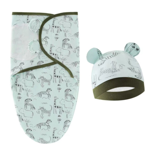 Newborn Baby Muslin Swaddle Blanket Hat Set Swaddle Bedding Wrap Blanket Baby Swaddling S25