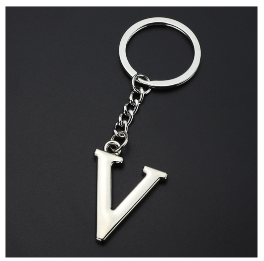 New A-Z 26 Letter Key Chains Stainless Steel Keychain Charm Fashion Accessories Key Ornaments V