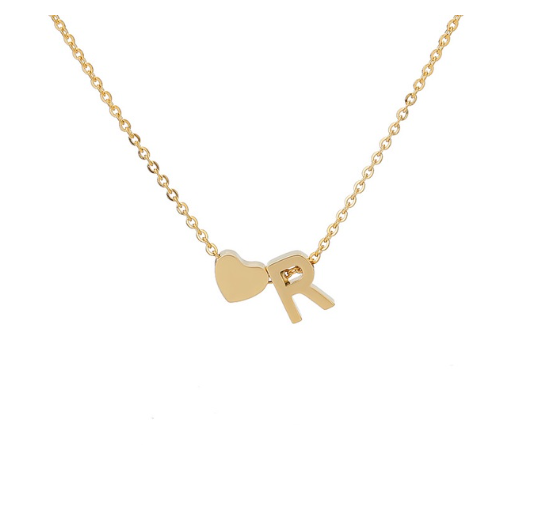 Maxzone Fashion Tiny Heart Initial Letter Necklaces For Women Stainless Steel Gold Silver Color Choker Pendant Necklace Boho Jewelry R