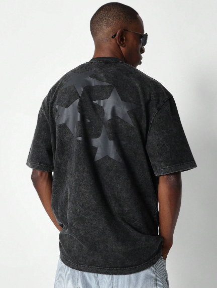 SUMWON Washed Tee With Star Graphic Print