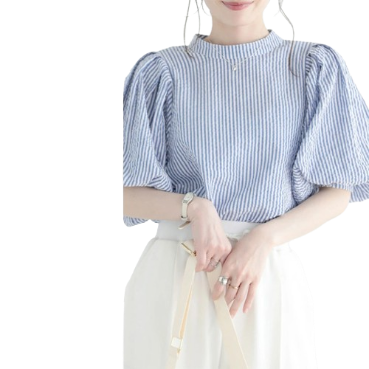 Lovito Women Tie Back Puff Sleeve Blouse LNE24125 (Multi-color)