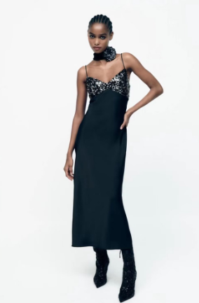 Two Color Beaded Underwear Style Suspender Dress