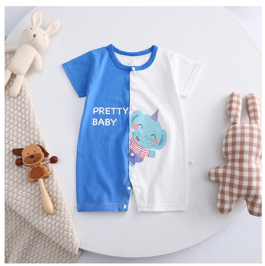 Baby Cotton Jumpsuit Newborn Short-Sleeved Jumpsuit Baby Cartoon Breathable Jumpsuit J8