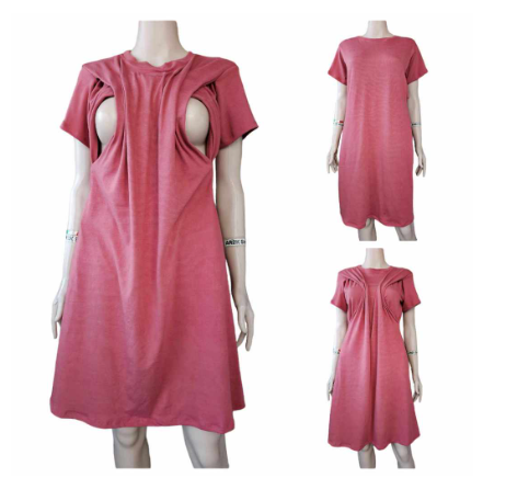Nursing Breastfeeding and Maternity Dress Fits M-XL with Side Pockets & Discreet Side Opening MD6