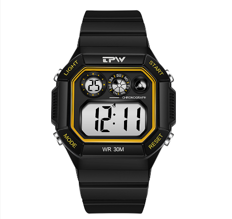TPW Brand Watch Easy to Read Big Numbers Cool Watches 3ATM Water Resist LED BackLight Wrist watch for Unisex YELLOW