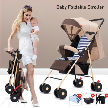 Beingmate Baby Stroller Foldable Lightweight Stable Soft Seat Sitting Lying Stroller with Cushion