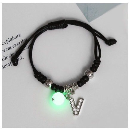 Luminous Couple Bracelet 26 English Letters Crystal Friendship Bracelet Women Men Jewelry Glow in the Dark V