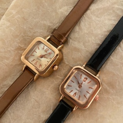 Women Quartz Wrist Watch Slim Leather Strap Square Dial Analog Watches Gift for Ladies