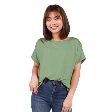 INSPI Drape Tops for Women Korean Top Trendy Tee Pambahay Blouse Cotton Shirt Yellow Blue Sleepwear (Olive Green)