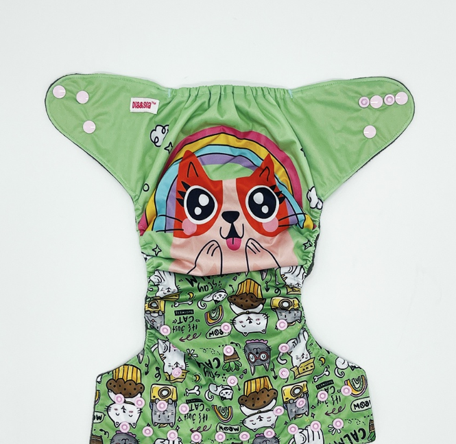 Bamboo Charcoal Cloth Diaper with Bamboo Charcoal Inserts and Double Leg Gusset D4