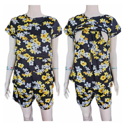Breastfeeding and Maternity Terno Blouse and Shorts (New Printed Design) Freesize fits Small to XL MT4