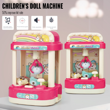 Mini Claw Doll Machine Toy With Music And Light Children's Small Household Clip Doll Machine Toy