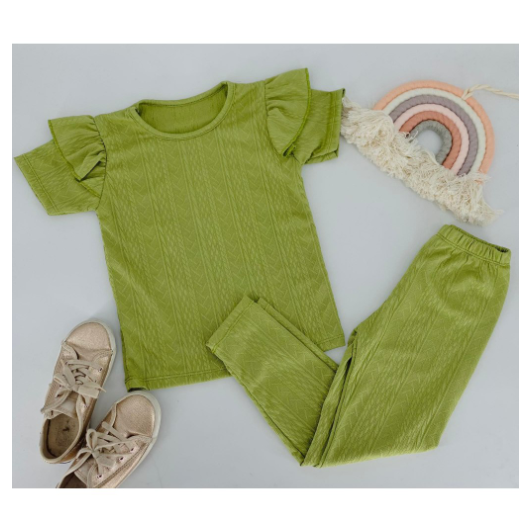 Gwen Kids Ruffle Sleeve Tee and Leggings Terno for Girls D2