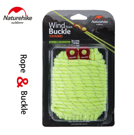 Naturehike 4pcs Pack Camping Tent Tarp Wind Rope String with Aluminum Buckle Heavy Duty Nylon Twine