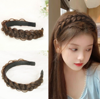 Korean New Braided Wig Headband Non-slip Toothed Twist Hair Band For Woman Sweet Hair Accessories
