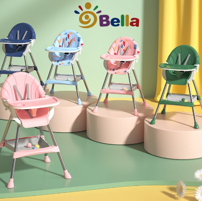 BELLA Multifunctional Baby High Chair Clean Easily Adjustable Height Baby Dining Compartment Booster