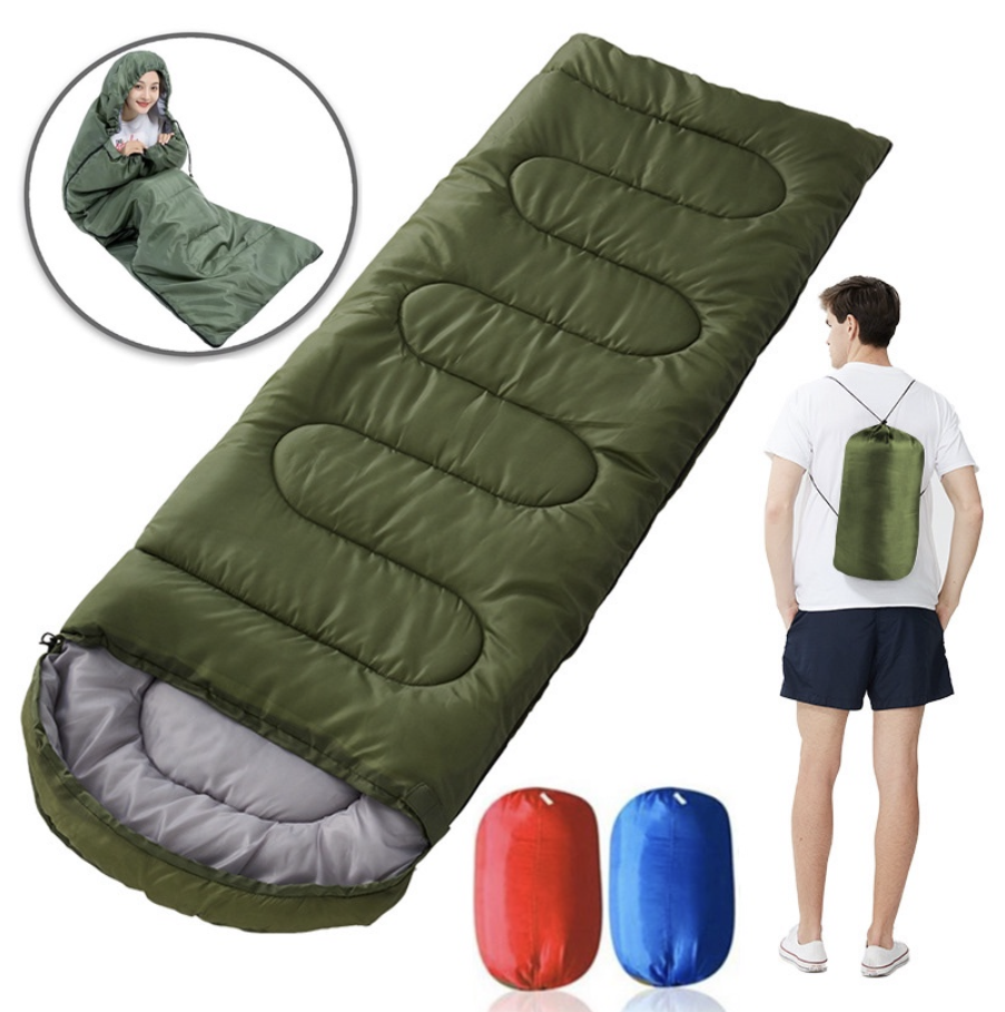 Foldable Camping Sleeping Bag Cotton Windproof Outdoor Hiking Thermal Sleeping Bag with Storage Bag