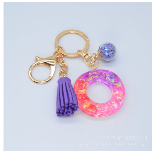 Cute Creative 26 Letter Alphabet Crystal Glitter Resin Keychain Women Tassels Keyring Car Key Holder Bag Charms Accessories O