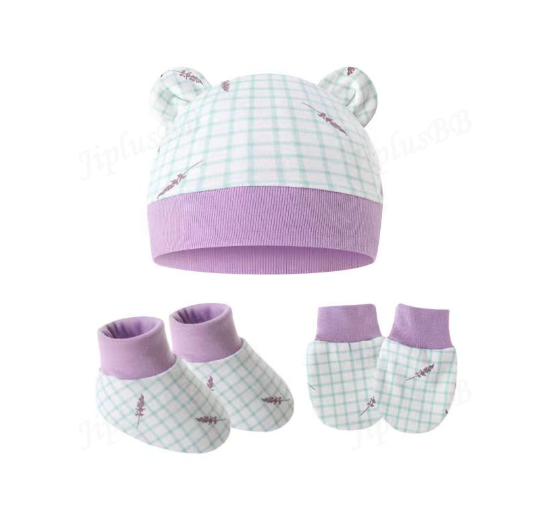 Baby hat Baby Mittens Booties Set newborn cap infant hats fashion Soft Cotton newborns Beanie 09