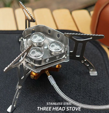 TOMSHOO 5800W Foldable Camping Gas Stove 3 Burners Piezo Ignition Lightweight Windproof Camping Stove Outdoor Cooking