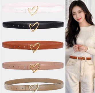 Fashion Korean Fashion Heart Women Belts Leather Metal Buckle Waist Belt Good Quality
