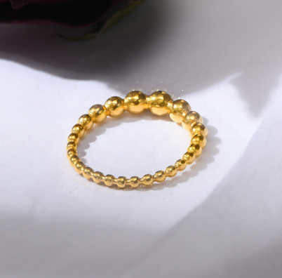 Italian Bead Ball Stackable Ring Gold Plated Color