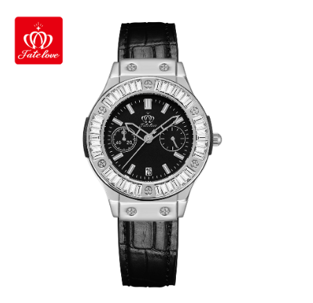 Fate Love Watch For Women Water Proof Leather With Box Original Quartz Luminous Authentic Fashion Watches SILVER CASE BLACK STRAP