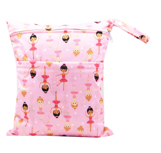 Diaper Wet Dry Bags Duble Zipper Printed Portable Waterproof Dag Storage Bag Swimwear Bag  30x36cm