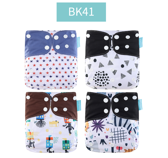 Happyflute 2023 4pcs set Washable Eco-friendly Baby Cloth Diaper Ecological Adjustable Nappy Reusable Diaper Fit 0-2year 3-15kg 04