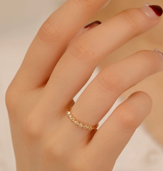 SHIWU 18K Gold Eternity Diamond Fashion Adjustable Ring Accessories For Women Hypoallergenic 27r