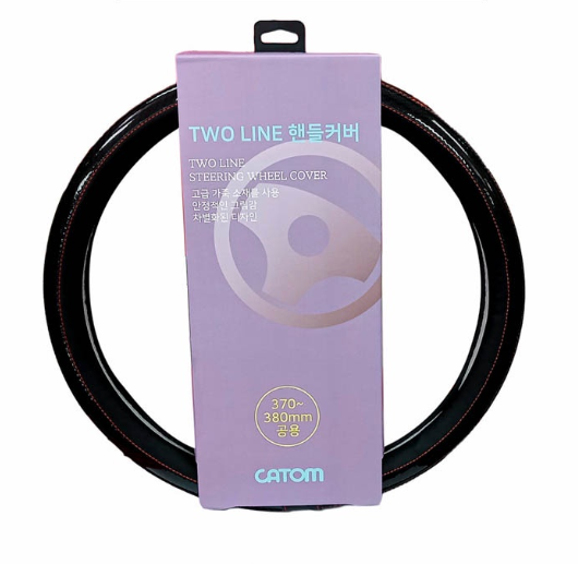 Catom Steering Wheel Cover Two Line 370-380mm SJ-35 (Black/Red)