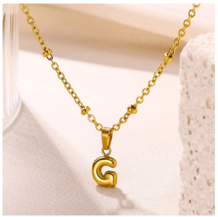 Letter Necklace for Women, 18K Gold Plated Balloon Initial Necklaces Personalized Gold A-Z Alphabet Pendant Cute Name Choker Necklace G