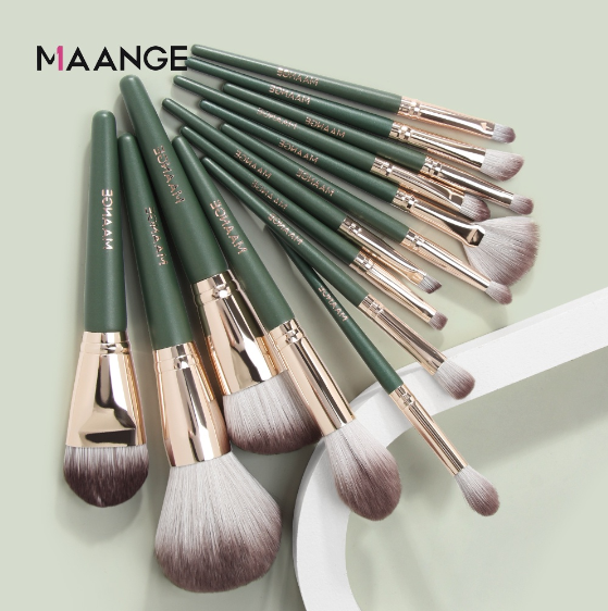 MAANGE 14Pcs Professional Makeup Brush Set Soft Hair Lip Powder Concealer Highlighter Eyebrow Eyeshadow Cosmetic Beauty Tools