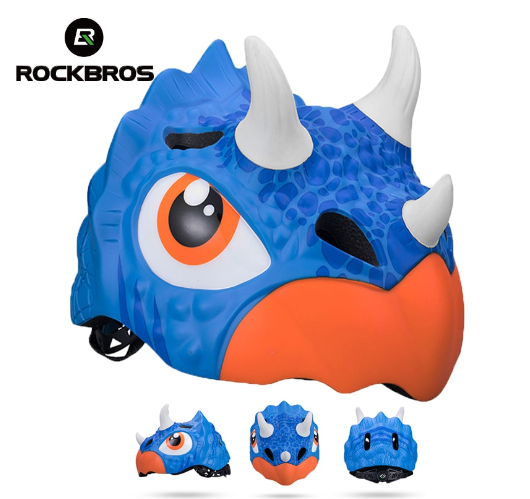 Rockbros Cycling Bicycle Child Helmet Cartoon MTB Road Safety Helmet Kids Child Pulley Dinosaur Boys Grils Bicycle Helmet