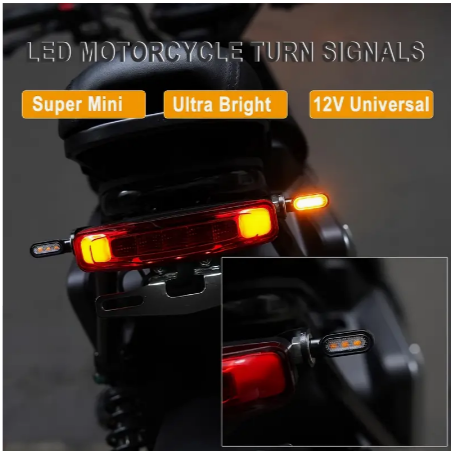 2pcs Mmotorcycle Mini Turn Signals Lights LED 12V Amber Small Blinkers Front Rear Indicators