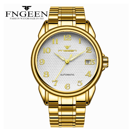 FNGEEN 6608 Men's Automatic Mechanical Watch GOLD WHITE