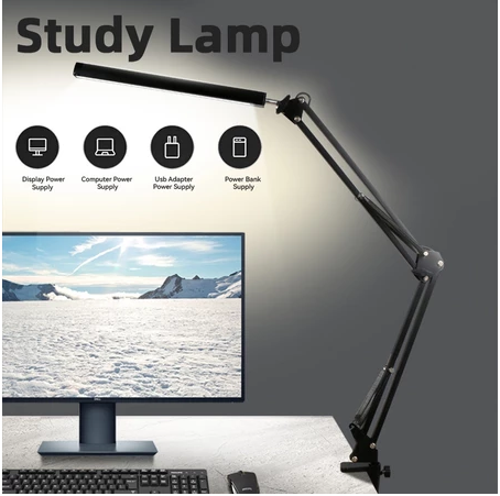 Long Arm LED Desk Lamp Desktop Clip-on Desk Lamp Dimmable Working Reading Desk Lamp