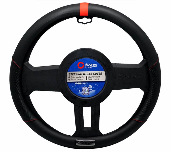 Sparco Steering Wheel Cover SPS111RD (Black/Red) for Toyota, Mitsubishi, Honda, Hyundai, Ford