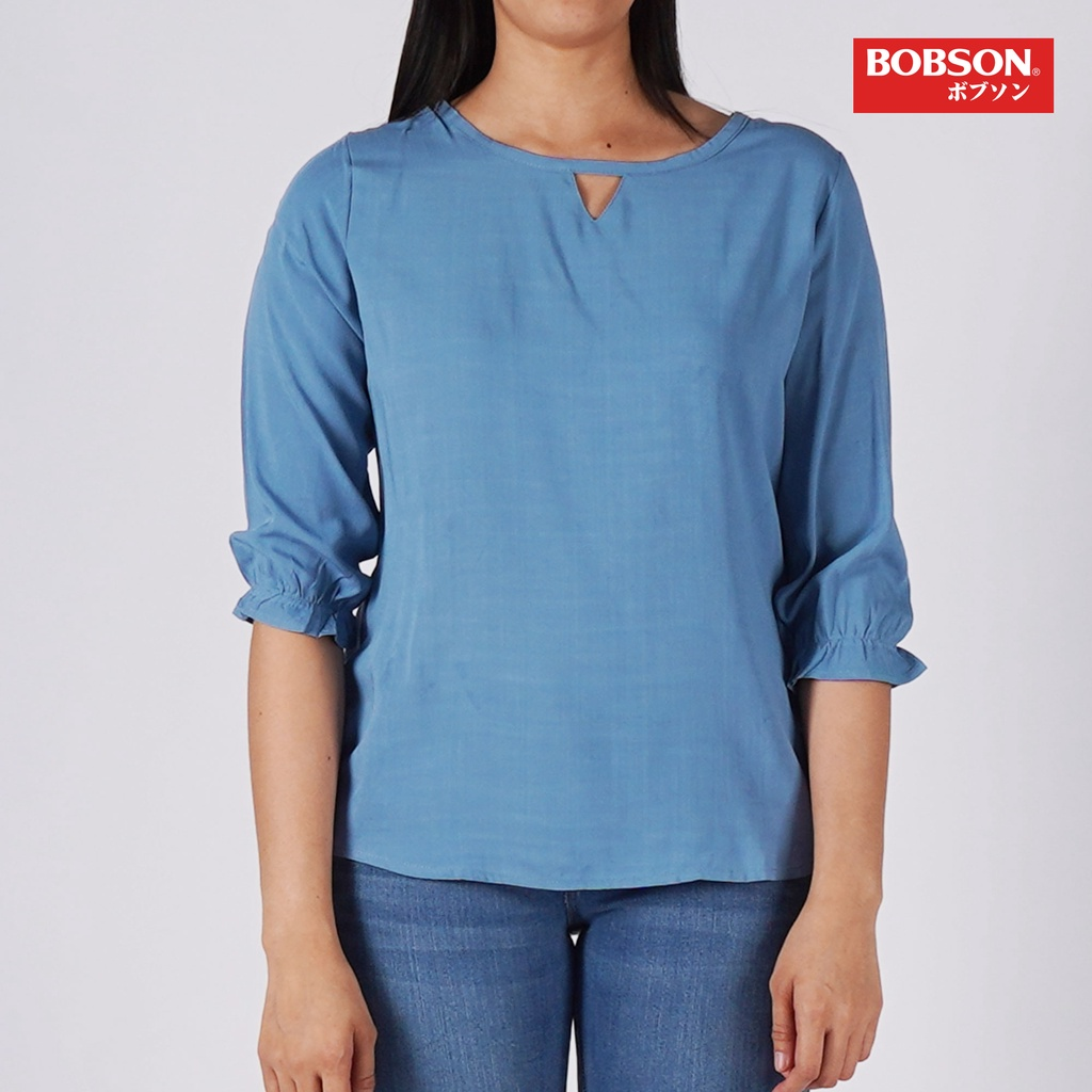 Bobson Japanese Ladies Basic Woven Regular Fit 130790-U (Light Blue)