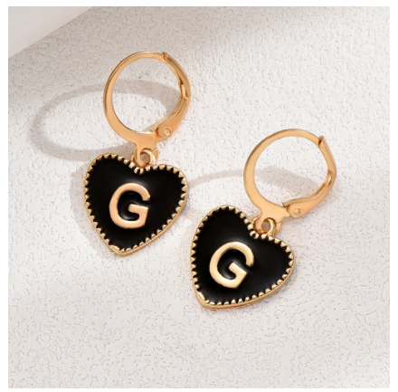 1 Pair Letter Heart Earring Gold Color Hoop Earrings For Women Fashion Alphabet Dangler Initials Ear Accessories Jewelry Gifts G