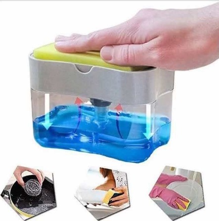 Soap Dispenser Kitchen Manual Press Liquid Soap Pump Dispenser Washing Sponge Dish Wash