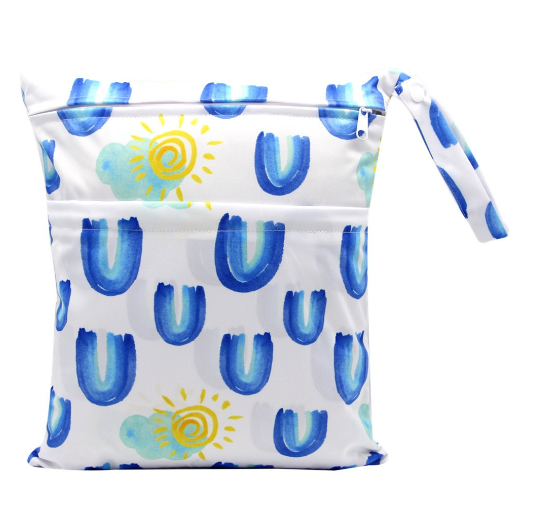 Diaper Wet Dry Bags Duble Zipper Printed Portable Waterproof Dag Storage Bag Swimwear Bag  30x36cm