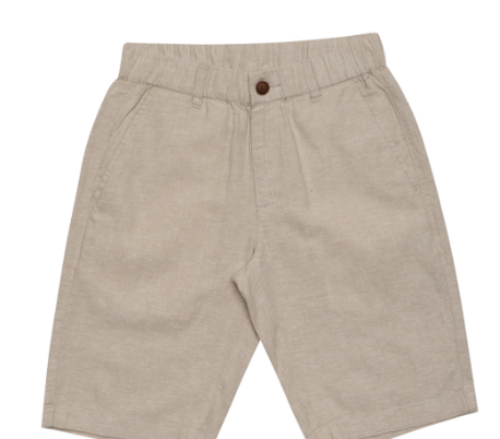 GIORDANO Men's Cotton Linen Bermuda Shorts  - 05 - Lt Khaki x White