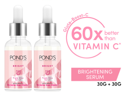 Pond's Bright Triple Glow Facial Serum with Gluta Boost and Niacinamide 30g (Bundle of 2)