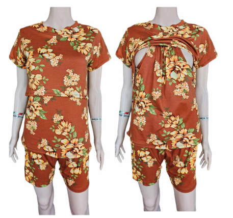 Breastfeeding and Maternity Terno Blouse and Shorts (New Printed Design) Freesize fits Small to XL MT7