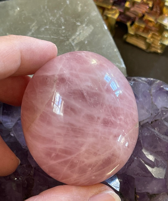 Rose Quartz Palm Gemstone Natural Crystal