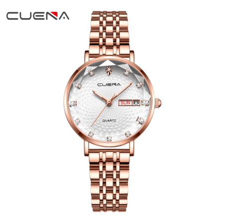 CUENA Women's Watch Top Brand Fashion Business Elegant Luxury Analog Quartz Stainless Steel Waterproof 6002 F011