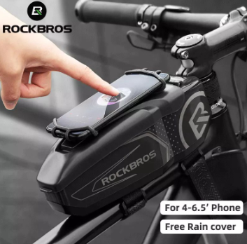 ROCKBROS Rainproof PVC Box Bicycle Accessories Tool Frame Bag Phone Holder Front Tube Carry