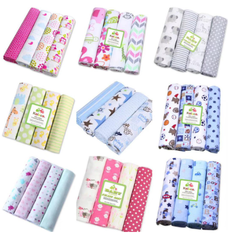 4pcs Baby Swaddle Baby Blanket Receiving Blanket Infant New Born Cotton Flannel 4in1 4pieces
